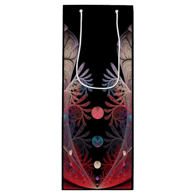 Jonglage Abstract Modern Fantasy Fractal Art Wine Gift Bag (Front)