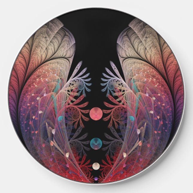 Jonglage Abstract Modern Fantasy Fractal Art Wireless Charger (Front)