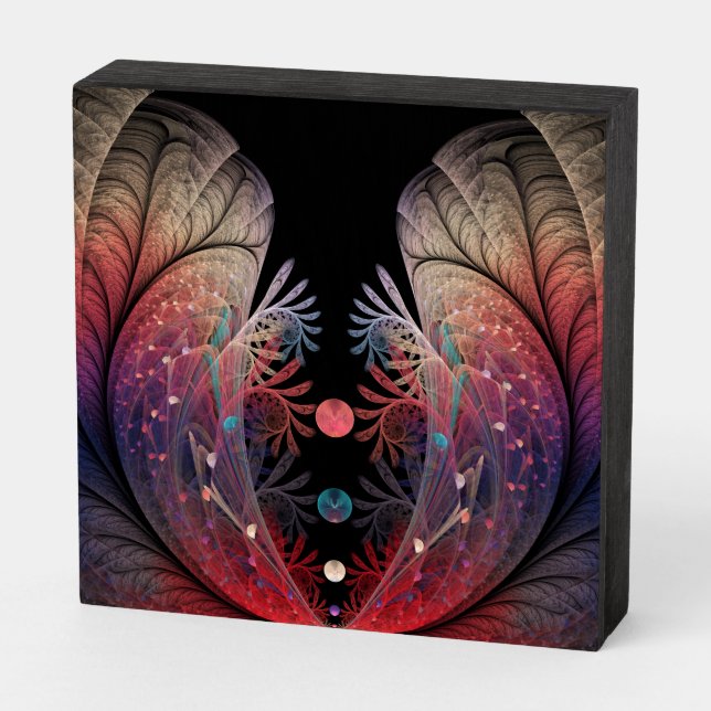 Jonglage Abstract Modern Fantasy Fractal Art Wooden Box Sign (Angled Horizontal)