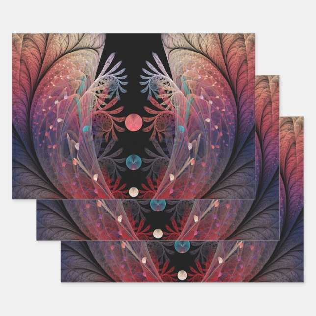 Jonglage Abstract Modern Fantasy Fractal Art Wrapping Paper Sheets (Set)