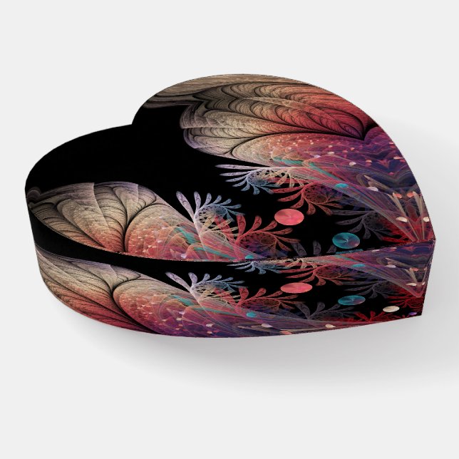 Jonglage Abstract Modern Fantasy Fractal Heart Paperweight (Angled)