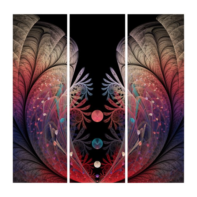 Jonglage Abstract Modern Fantasy Fractal Triptych (Front)