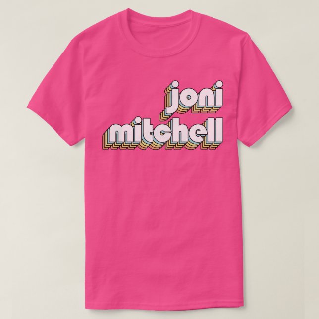 Joni Mitchell Retro Rainbow Typography Faded Style T-Shirt (Design Front)