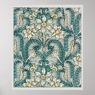 Jonquil flower pattern, Art Nouveau Poster