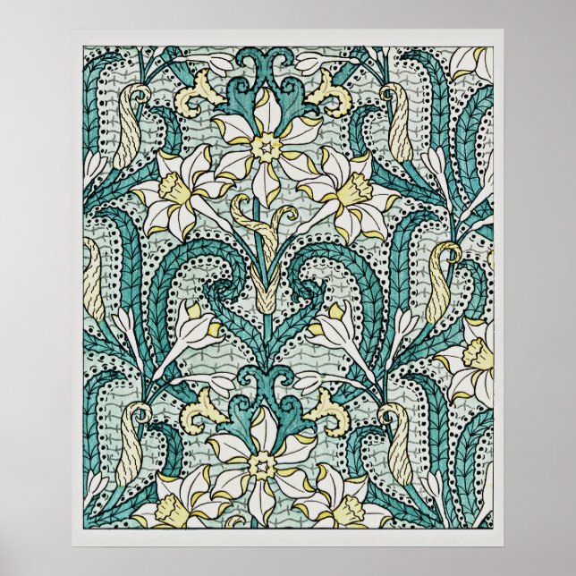 Jonquil flower pattern, Art Nouveau Poster (Front)
