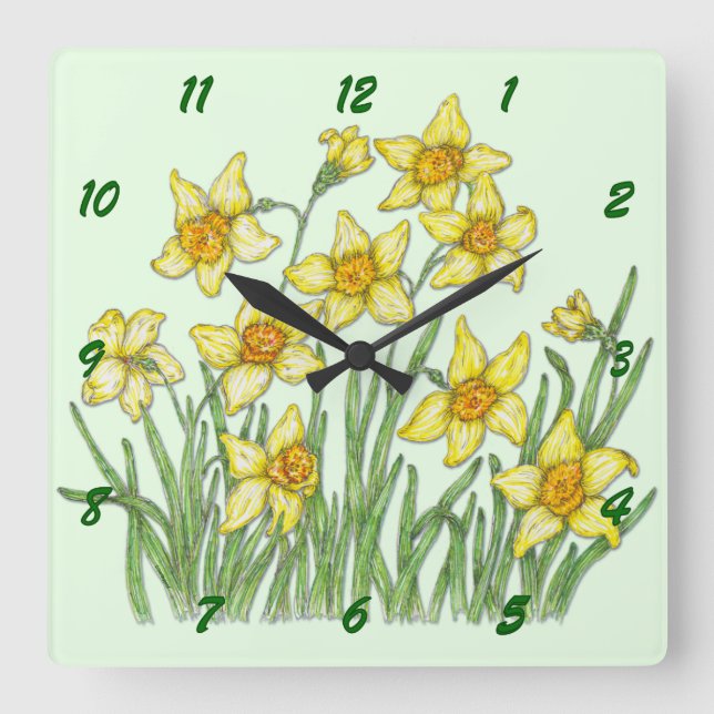 Jonquil Square Wall Clock (Front)