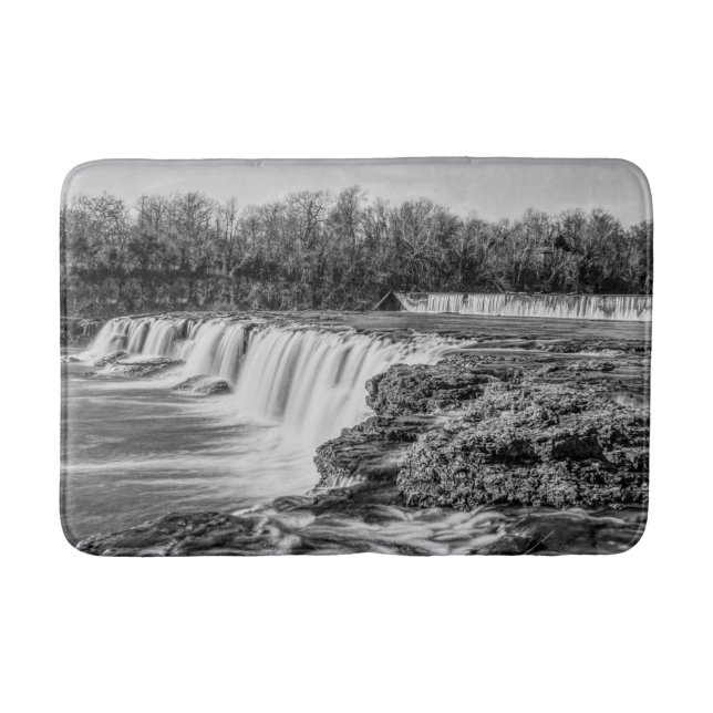 Joplin Grand Falls Overview Grayscale Bath Mat (Front)