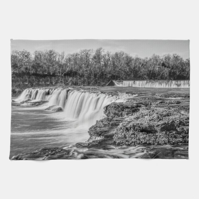 Joplin Grand Falls Overview Grayscale Kitchen Towel (Horizontal)