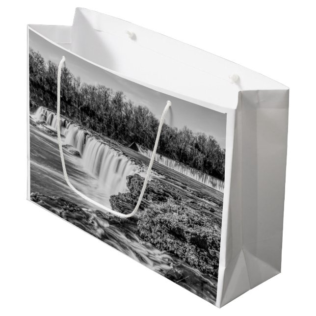 Joplin Grand Falls Overview Grayscale Large Gift Bag (Front Angled)