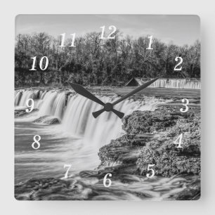Joplin Grand Falls Overview Grayscale Wall Clock