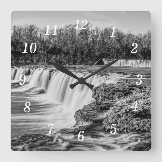  Joplin Grand Falls Overview Grayscale Wall Clock (Front)
