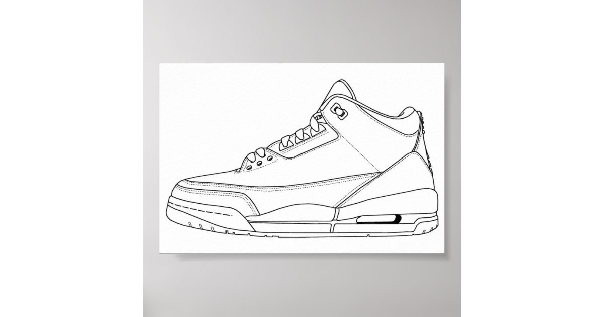 Jordan 3 Coloring Poster Zazzle
