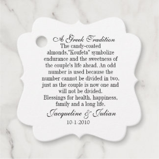 Jordan Almond Favor Tags, Greek Tradition Gift Tag