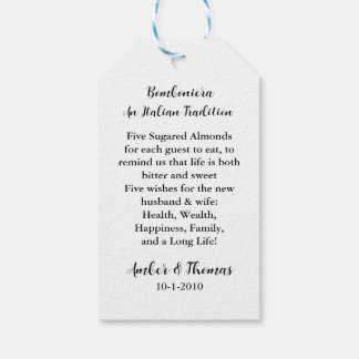 Jordan Almond Favor Tags, Wedding tags, Thank You  Gift Tags