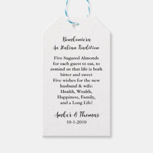 Jordan Almond Favor Tags, Wedding tags, Thank You Gift Tags