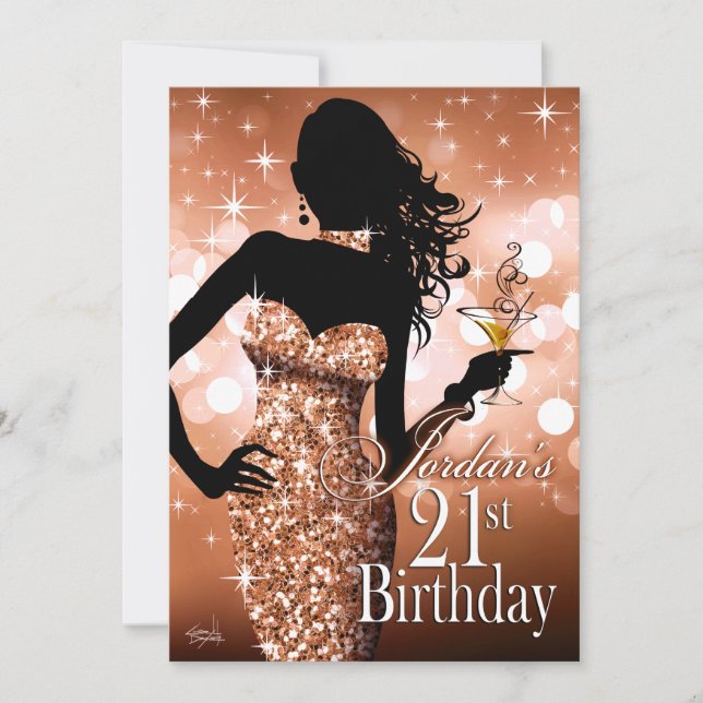 Jordan Bring the Bling Sparkle 21st Birthday Invitation (Front)