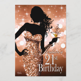 Jordan Bring the Bling Sparkle 21st Birthday Invitation
