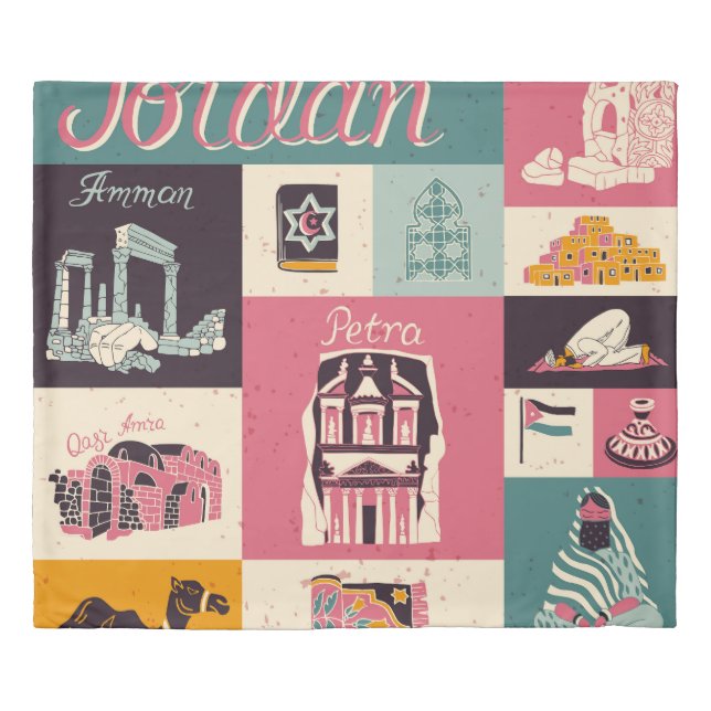 Jordan Culture Retro Illustrated Symbols Duvet Cover (Front)