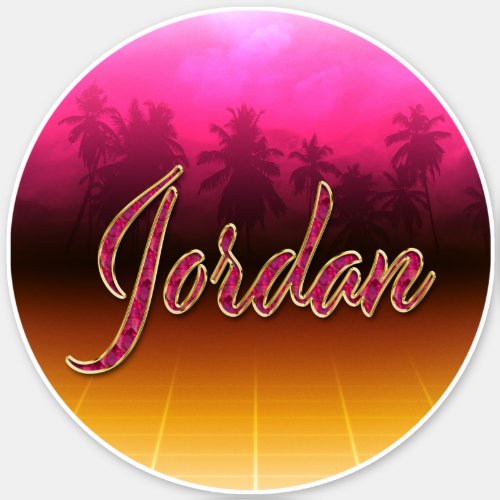 Jordan First Name Golden pink Sticker