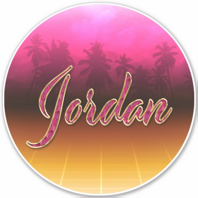 Jordan First Name Golden pink Sticker (Front)