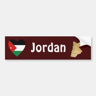 Jordan Flag Heart + Map Bumper Sticker