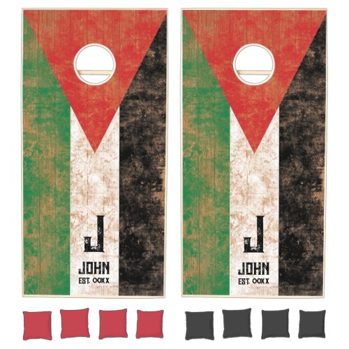 Jordan Flag Personalized Name Monogram Wood Cornhole Set