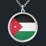 Jordan Flag Silver Plated Necklace<br><div class="desc">Patriotic flag of Jordan.</div>