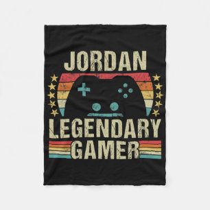 Jordan Gamer Retro Gaming Vintage Game Personalize Fleece Blanket