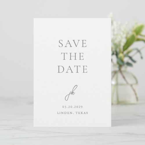 Jordan Gray Script Monogram Elegant Wedding Save The Date