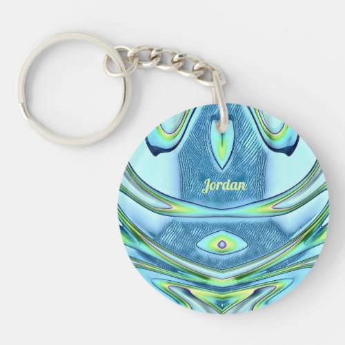 JORDAN  Green Yellow Blue Circular Acrylic  Keychain