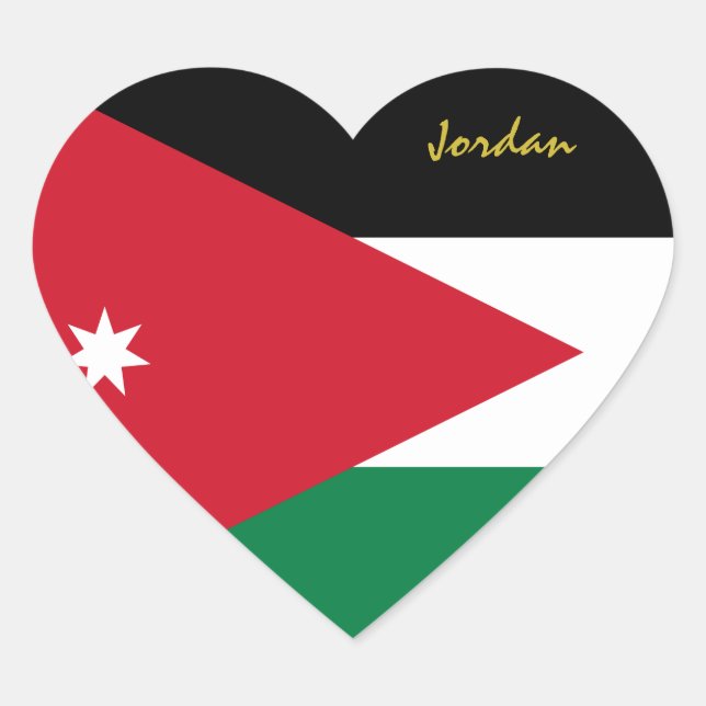 Jordan Heart Sticker, Patriotic Jordanian Flag Heart Sticker (Front)