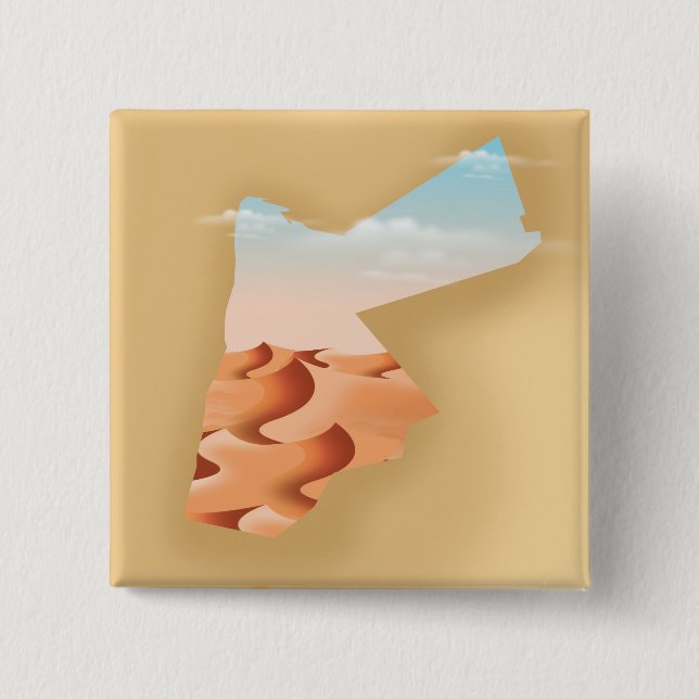 Jordan illustrated map travel poster button (Front)