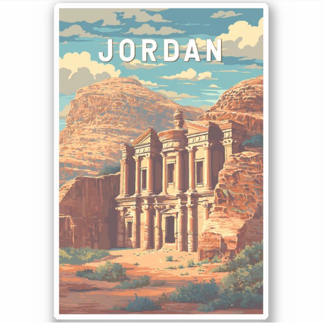 Jordan Illustration Travel Art Vintage Sticker (Front)