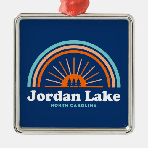 Jordan Lake North Carolina Rainbow Metal Ornament