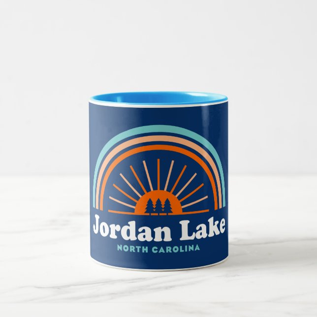 Jordan Lake North Carolina Rainbow Two-Tone Coffee Mug (Center)