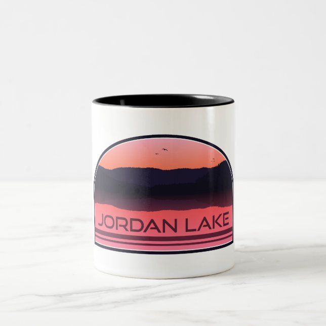 Jordan Lake North Carolina Red Sunrise Two-Tone Coffee Mug (Center)
