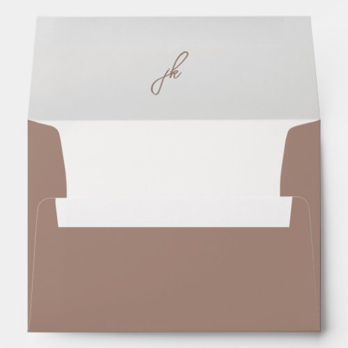 Jordan Light Brown Script Monogram Elegant Wedding Envelope