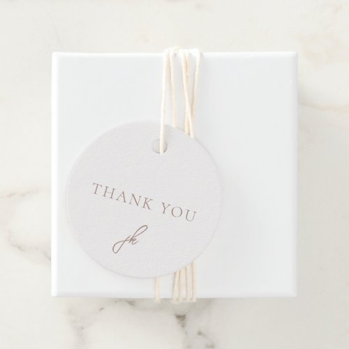 Jordan Light Brown Script Monogram Elegant Wedding Favor Tags