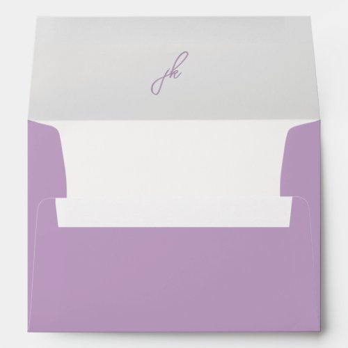 Jordan Lilac Script Monogram Elegant Wedding Envelope