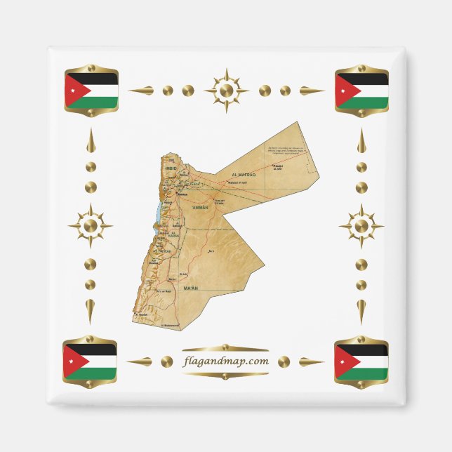 Jordan Map + Flags Magnet (Front)