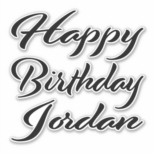 Jordan Name First Name black Sticker Birthday