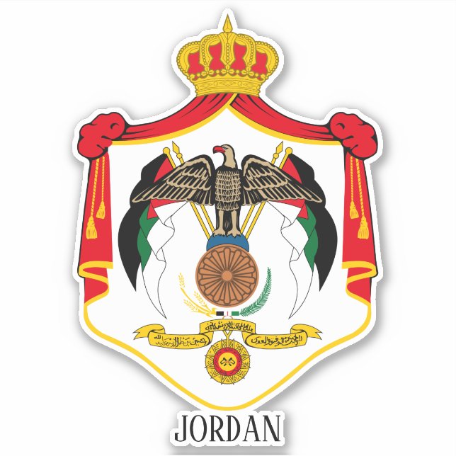 Jordan National Coat Of Arms Patriotic Sticker (Front)