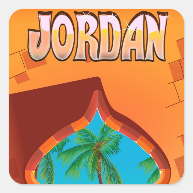 Jordan Palace travel poster Square Sticker (Front)
