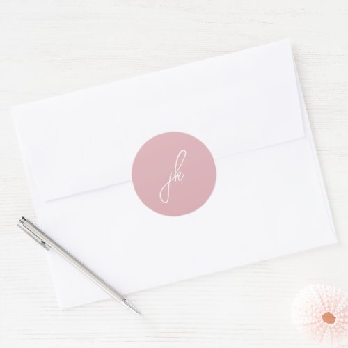 Jordan Pale Pink Script Monogram Elegant Wedding Classic Round Sticker