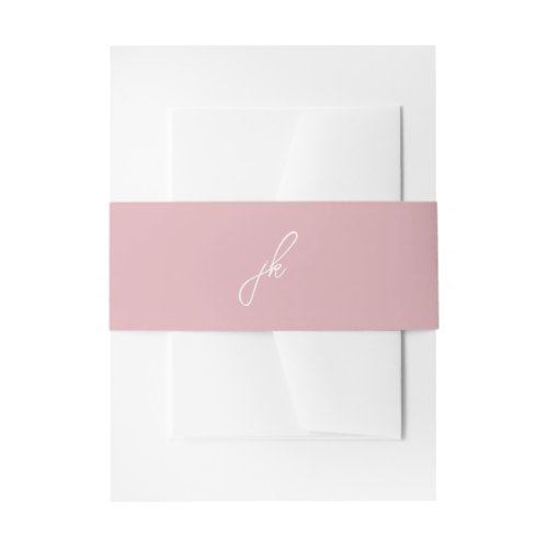 Jordan Pale Pink Script Monogram Elegant Wedding Invitation Belly Band