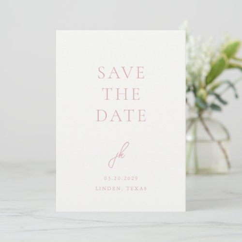 Jordan Pale Pink Script Monogram Elegant Wedding Save The Date