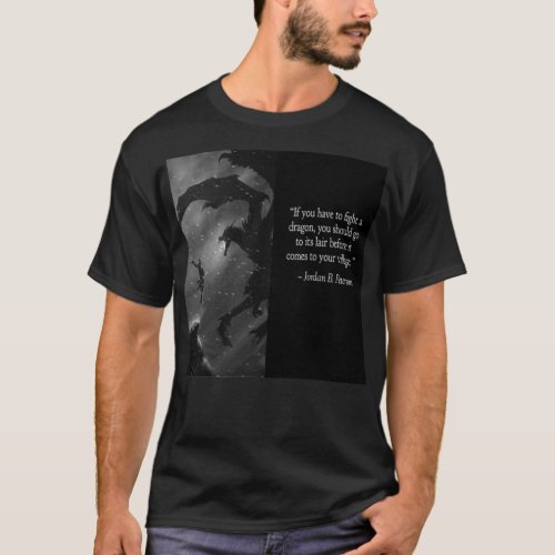 Jordan Peterson Fight the Dragon ___ black shirt P