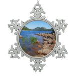 Jordan Pond II at Acadia National Park Snowflake Pewter Christmas Ornament