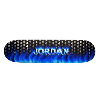 Jordan skateboard blue fire and flames design. deck