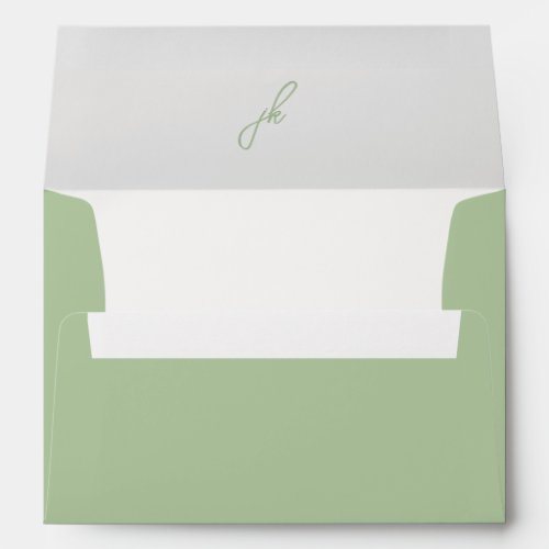 Jordan Soft Sage Script Monogram Elegant Wedding Envelope